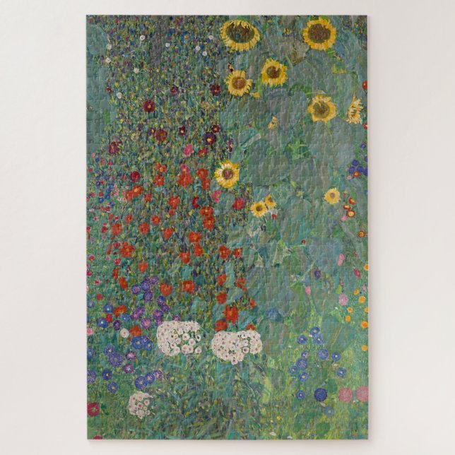 Farm Garden Sunflowers by Gustav Klimt Painting Jigsaw Puzzle (Vertical)