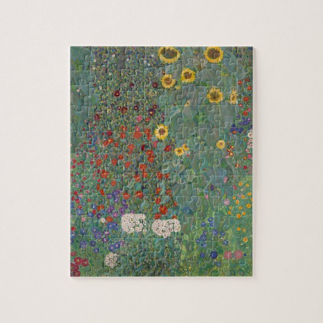 Farm Garden Sunflowers by Gustav Klimt Painting Jigsaw Puzzle (Vertical)