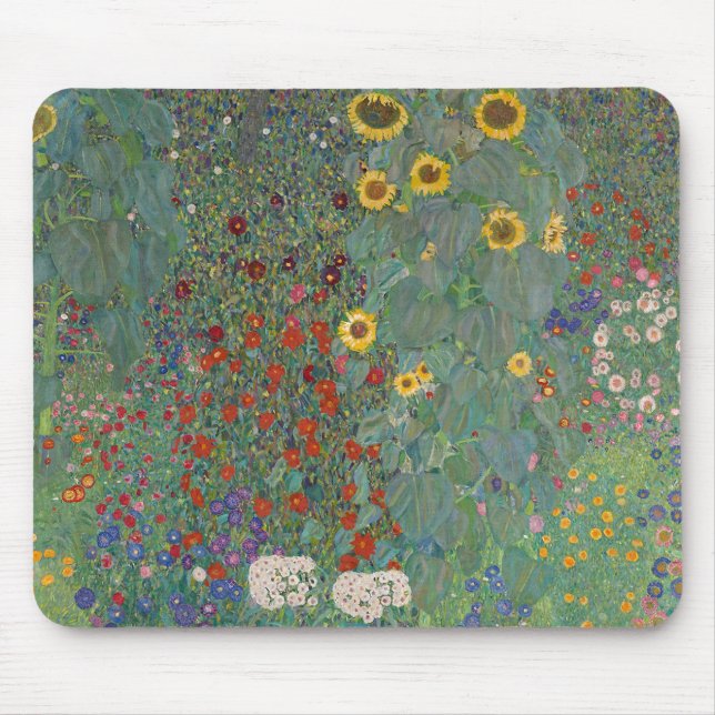 Farm Garden Sunflowers by Gustav Klimt Painting Mouse Pad (Front)