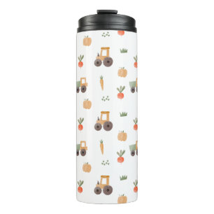 Farm Garden Watercolor Fun Pattern Thermal Tumbler
