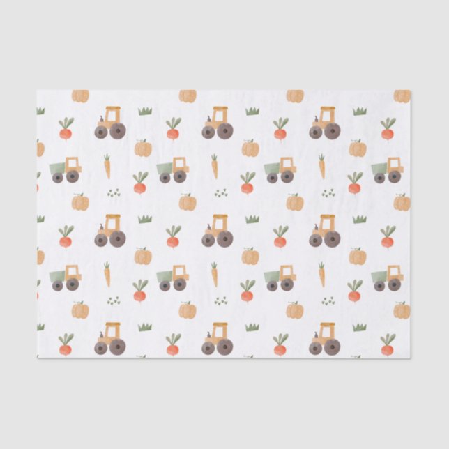 Farm Garden Watercolor Fun Pattern Tissue Paper (Front)