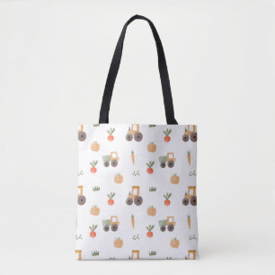Farm Garden Watercolor Fun Pattern Tote Bag