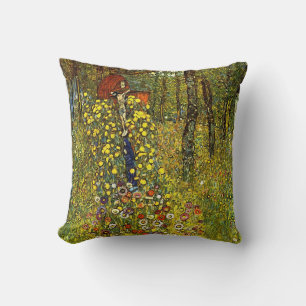 Farm Garden with Crucifix by Gustav Klimt Cushion