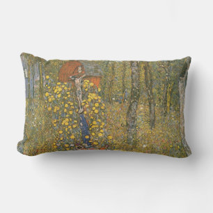 Farm Garden With Crucifix (by Gustav Klimt) Lumbar Cushion