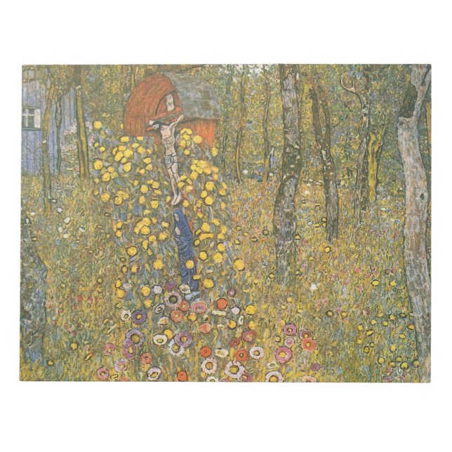 Farm Garden With Crucifix (by Gustav Klimt) Notepad (Front)