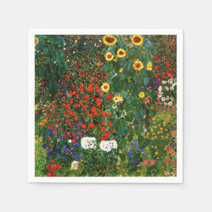 Farm Garden with Sunflowers, art by Gustav Klimt Napkin