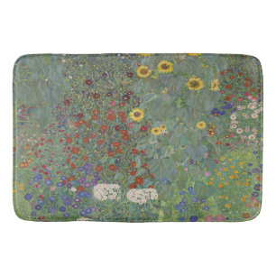 Farm Garden with Sunflowers by Gustav Klimt  Bath Mat