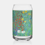 Farm Garden with Sunflowers by Gustav Klimt Can Glass<br><div class="desc">Please visit my store for more interesting design and more colour choice => zazzle.com/colorfulworld*</div>