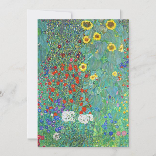 Farm Garden with Sunflowers by Gustav Klimt Holiday Card (Front)
