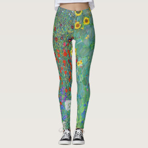 Farm Garden with Sunflowers by Gustav Klimt Leggings