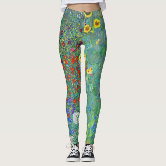 Farm Garden with Sunflowers by Gustav Klimt Leggings