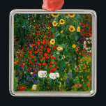 Farm Garden with Sunflowers by Gustav Klimt  Metal Ornament<br><div class="desc">Farm Garden with Sunflowers,  famous painting by Gustav Klimt</div>