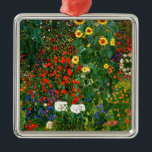Farm Garden with Sunflowers by Gustav Klimt  Metal Ornament<br><div class="desc">Farm Garden with Sunflowers,  famous painting by Gustav Klimt</div>