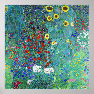 Farm Garden with Sunflowers by Gustav Klimt Poster