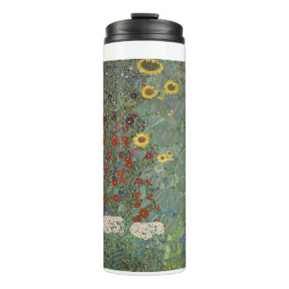 Farm Garden with Sunflowers by Gustav Klimt Thermal Tumbler
