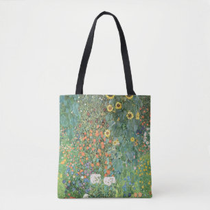 Farm garden with sunflowers by Gustav Klimt Tote Bag