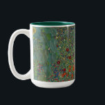 Farm Garden with Sunflowers by Gustav Klimt Two-Tone Coffee Mug<br><div class="desc">Experience the beauty of Gustav Klimt's iconic artwork with our Farm Garden with Sunflowers mug. This mug boasts a stunning print of Klimt's masterpiece, featuring vibrant sunflowers set against a lush garden backdrop. Perfect for enjoying your favourite hot beverages while admiring the intricate details of the artwork. Whether you're a...</div>