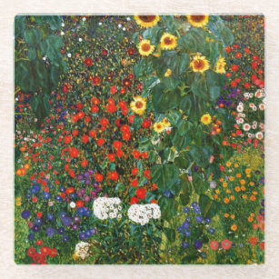 Farm Garden with Sunflowers, famous artwork Glass Coaster