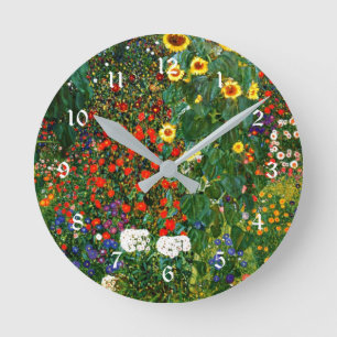 Farm Garden with Sunflowers, famous painting Round Clock