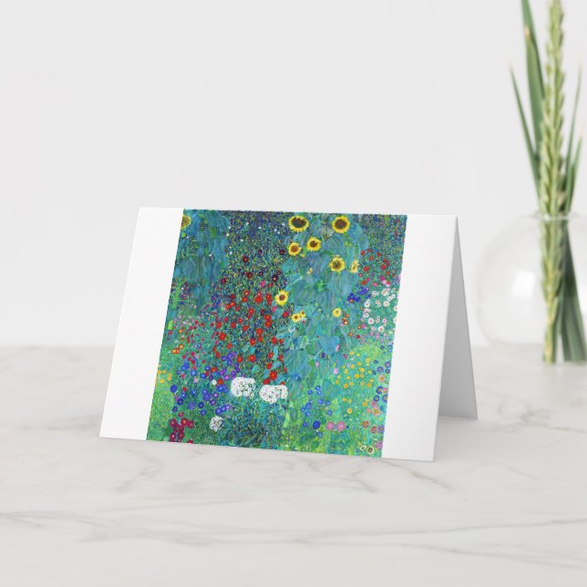 Farm Garden with Sunflowers, Gustav Klimt Card (Front)