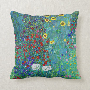 Farm Garden with Sunflowers, Gustav Klimt Cushion