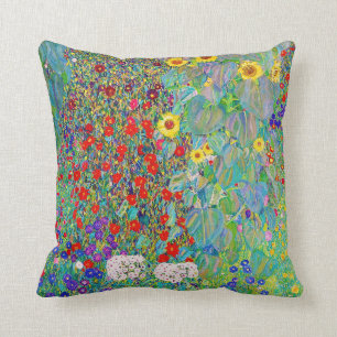Farm Garden With Sunflowers Gustav Klimt Cushion