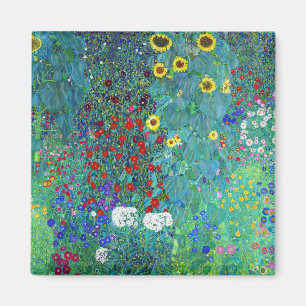 Farm Garden with Sunflowers, Gustav Klimt Magnet