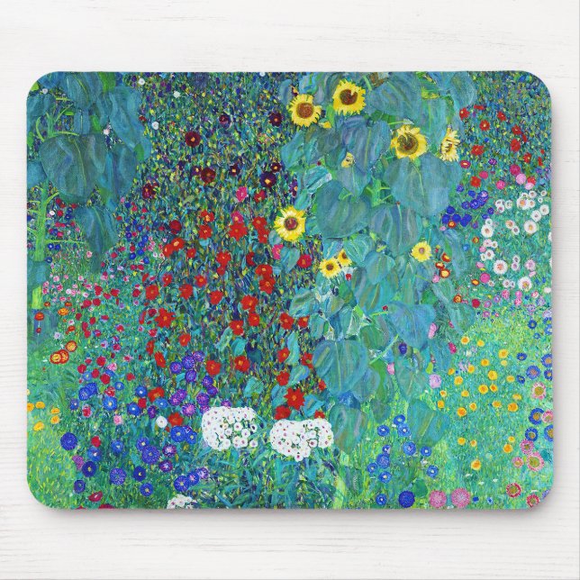 Farm Garden with Sunflowers, Gustav Klimt Mouse Pad (Front)