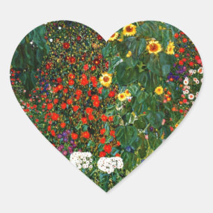 Farm Garden with Sunflowers Heart Sticker