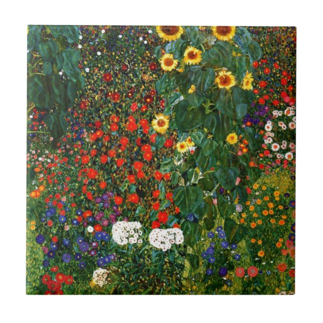 Farm Garden with Sunflowers, popular fine art Ceramic Tile (Front)