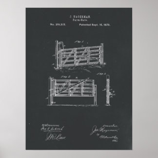 Farm Gate Patent Print on Chalkboard