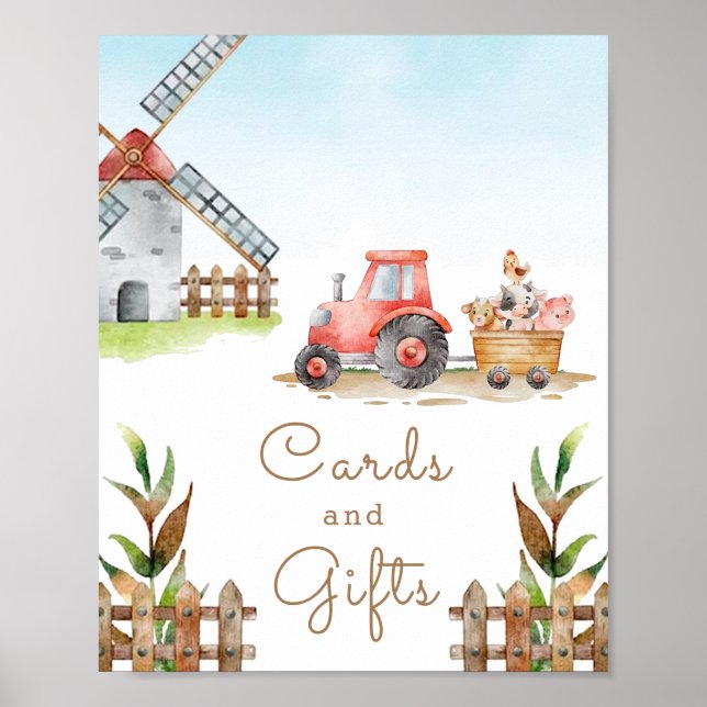 Farm Gender Neutral Birthday Party Cards and Gifts Poster (Front)