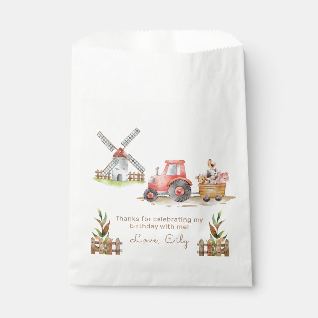 Farm Gender Neutral Birthday Party Favour Bag (Front)