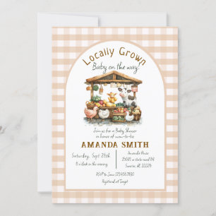 Farm Gingham Market Locally Grown Baby Shower  Invitation