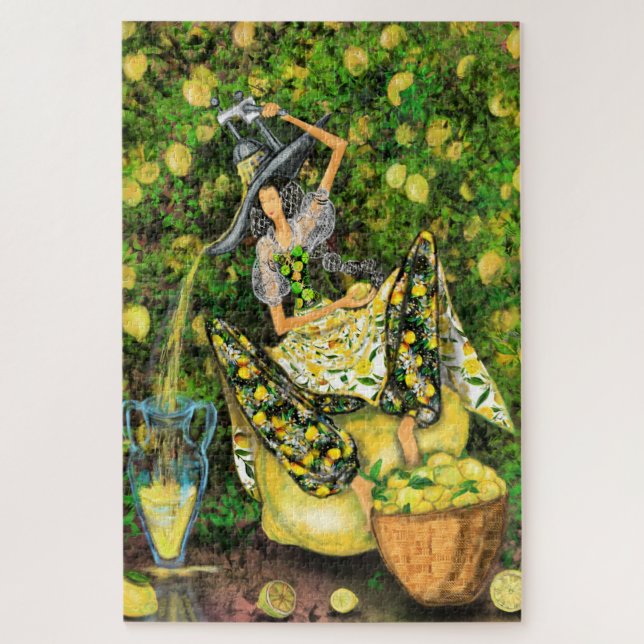 Farm Girl in Lemon Garden Makes Fresh Lemonade  Jigsaw Puzzle (Vertical)