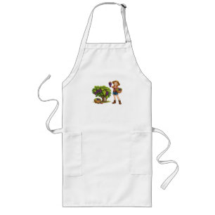 Farm girl picking grapes, vineyard harvest art long apron