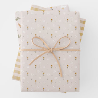 Farm Goose Flowers Rustic Yellow Gingham Wrapping Paper Sheet