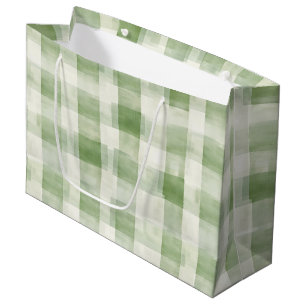 Farm Green Cream Plaid Bridal Shower Large Gift Bag