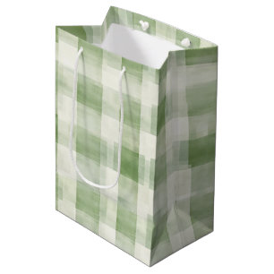 Farm Green Cream Plaid Bridal Shower Medium Gift Bag
