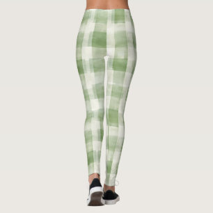 Farm Green Cream Plaid   Leggings