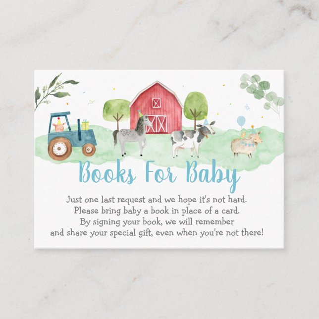 Farm Greenery Baby Shower Book Request Enclosure Card (Front)