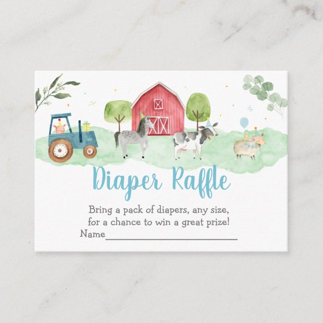 Farm Greenery Baby Shower Diaper Raffle Cards (Front)