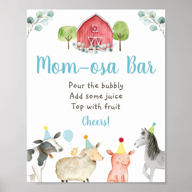 Farm Greenery Baby Shower Mum-osa Bar Sign (Front)