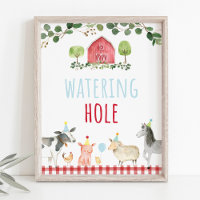 Farm Greenery Watering Hole Birthday Sign