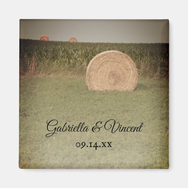 Farm Hay Bales Country Wedding Magnet (Front)