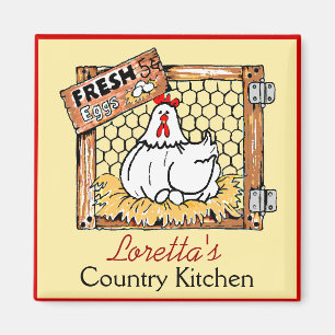 Farm Hen Country Kitchen Personalised Magnet