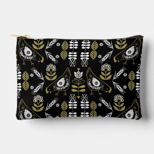 Farm Hen Folk Art Print Accessory Pouch