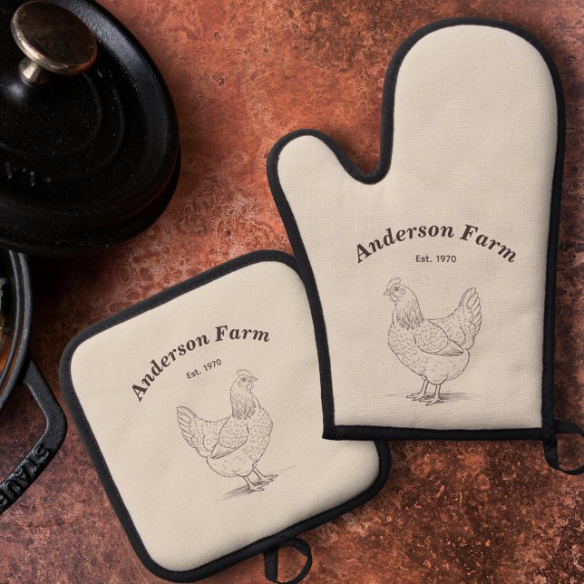 Farm Hen Oven Mitt & Pot Holder Set (Farm Hen Oven Mitt & Pot Holder Set)