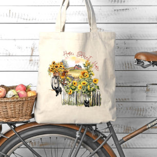 Farm Home Bicycle Sunflowers Cats Tote Bag