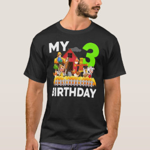 Farm Horse Cow Pig Chicken Farmer 3rd Birthday T-Shirt